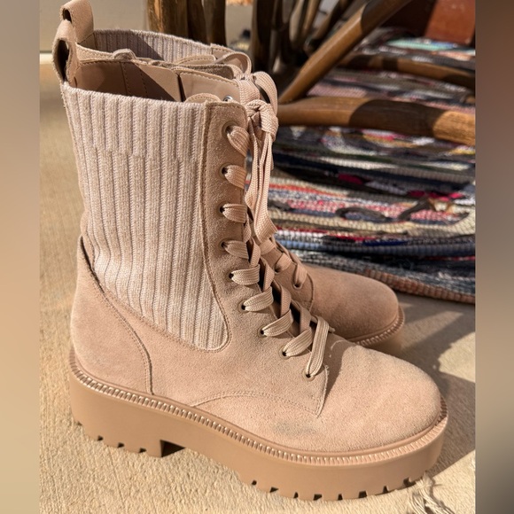 Sam Edelman Beige Lace-Up Women's Boots - Picture 4 of 6